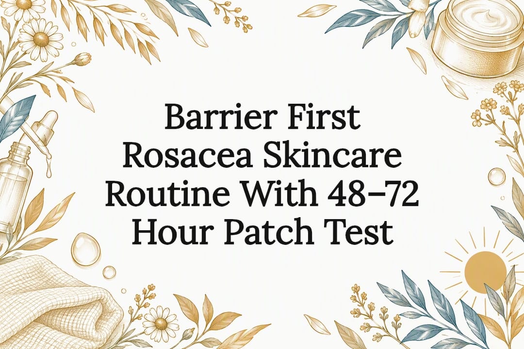 Decorative rosacea skincare routine title card