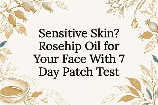 Decorative rosehip oil skincare title card