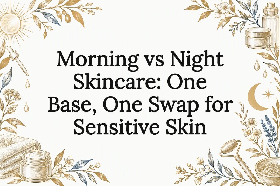 Skincare title card with botanical line art
